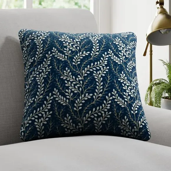 Embroidered Cushion Cover - Navy, Polycotton