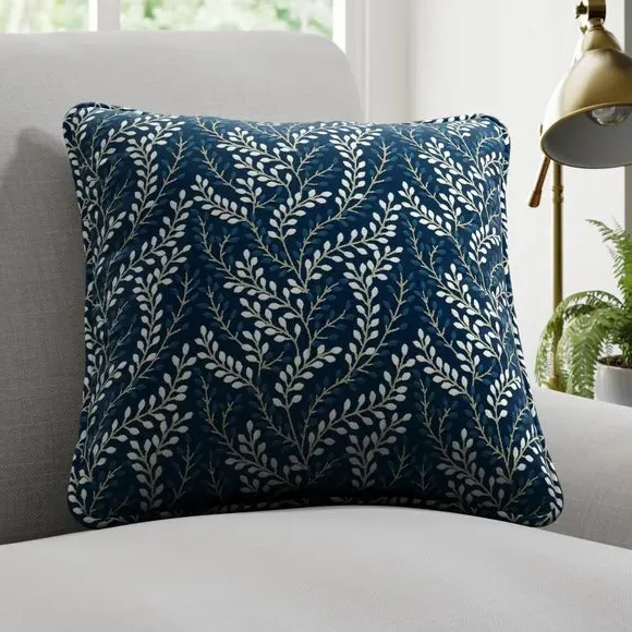 Embroidered Cushion Cover - Navy, Polycotton