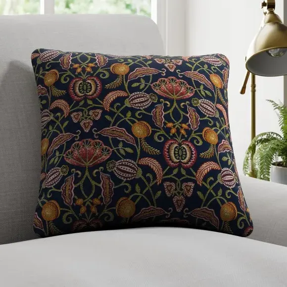 Embroidered Cushion Cover - Navy image