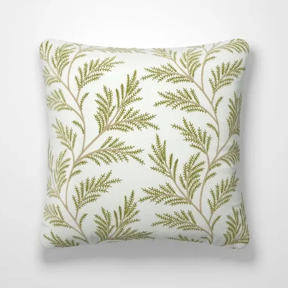 Embroidered Cushion Cover - Olive, Polycotton