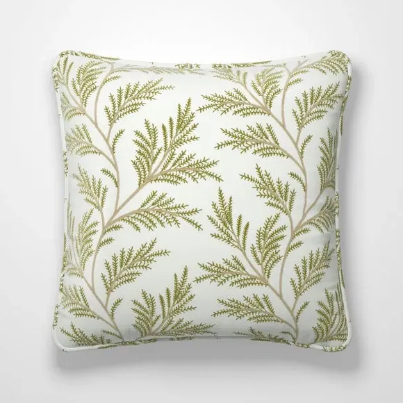 Embroidered Cushion Cover - Olive, Polycotton
