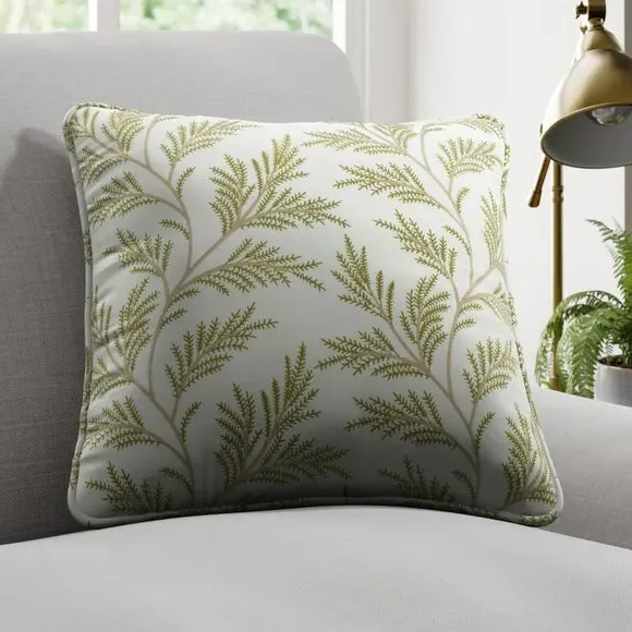 Embroidered Cushion Cover - Olive, Polycotton