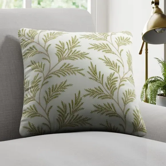 Embroidered Cushion Cover - Olive, Polycotton