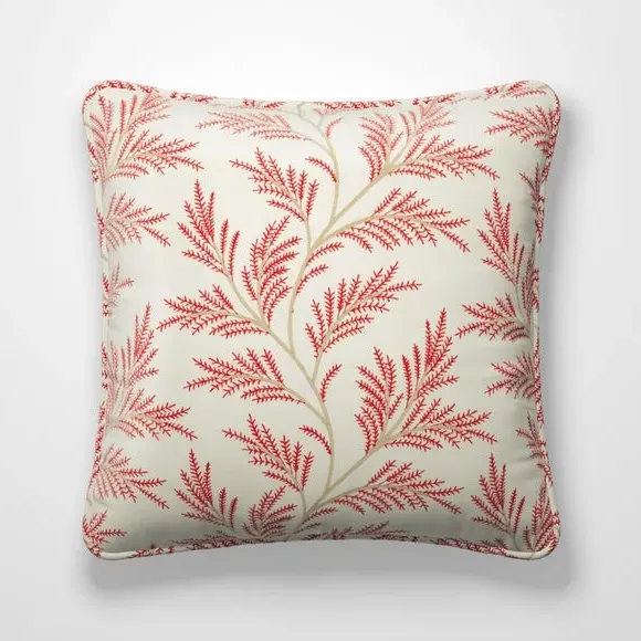 Embroidered Cushion Cover - Raspberry, Polycotton