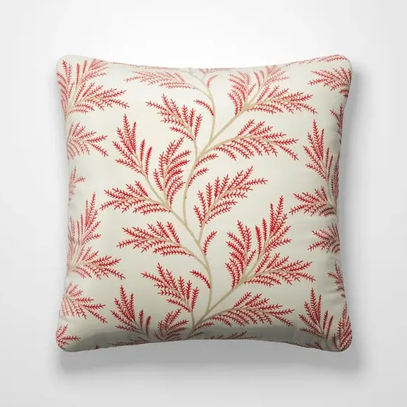 Embroidered Cushion Cover - Raspberry, Polycotton