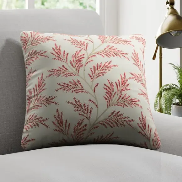 Embroidered Cushion Cover - Raspberry, Polycotton
