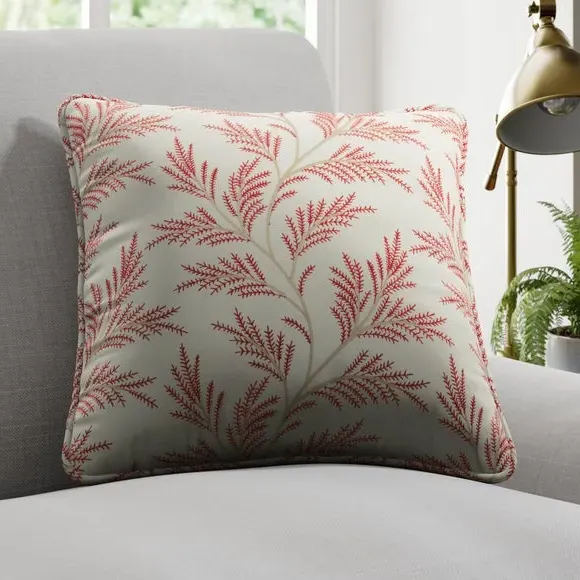 Embroidered Cushion Cover - Raspberry, Polycotton