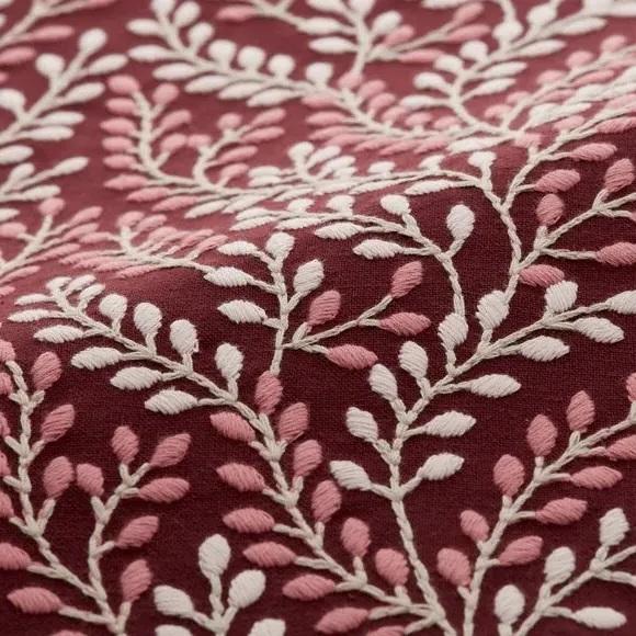 Embroidered Cushion Cover - Red, Polycotton