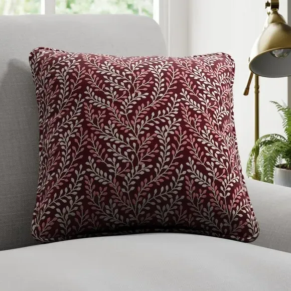 Embroidered Cushion Cover - Red, Polycotton