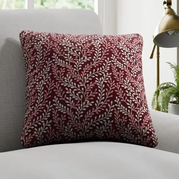 Embroidered Cushion Cover - Red, Polycotton