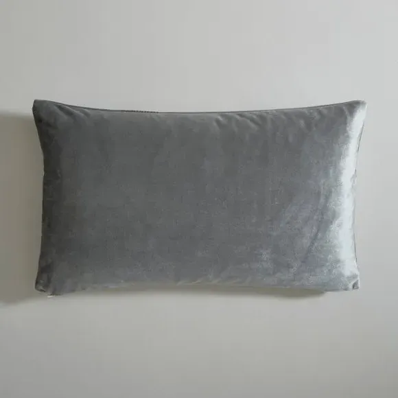 Embroidered Cushion Cover - Silver, Velour