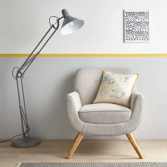 Embroidered Cushion with Pom Poms - Ochre