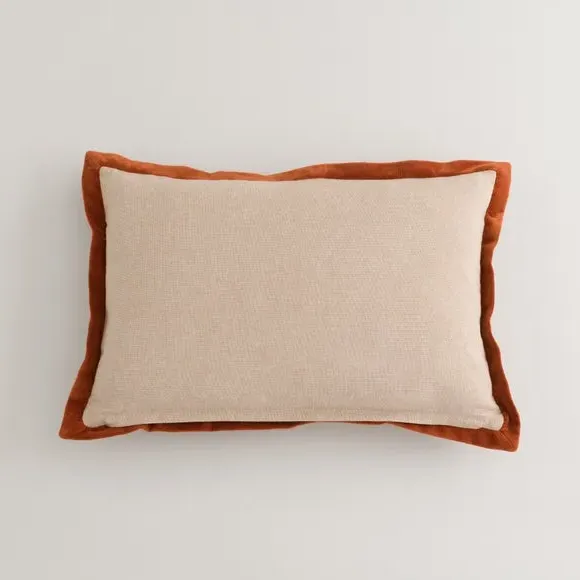 Embroidered Cushion with Sunflower Design - Orange