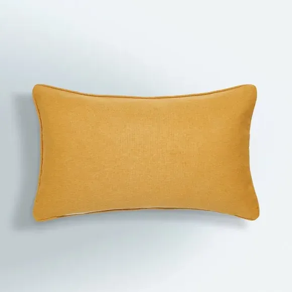 Embroidered Cushion with Zip - Ochre, Polyester