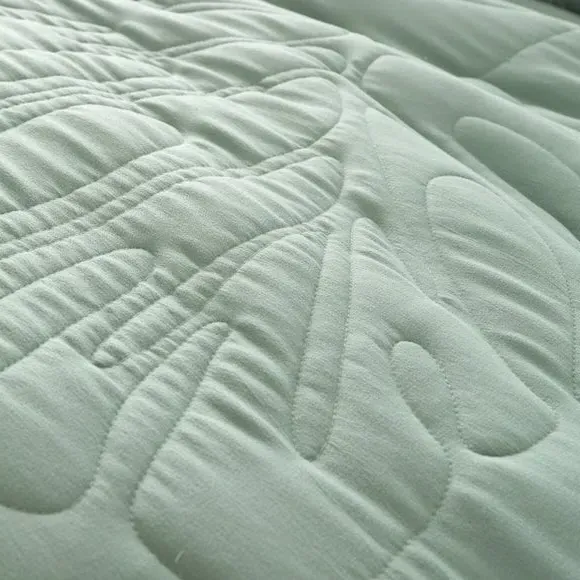Embroidered Duvet Cover Set - Sage, Microfibre
