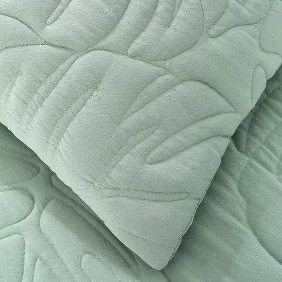 Embroidered Duvet Cover Set - Sage, Microfibre
