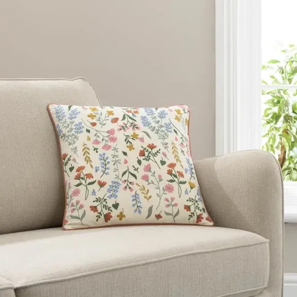 Embroidered Floral Cushion - Multicolor image