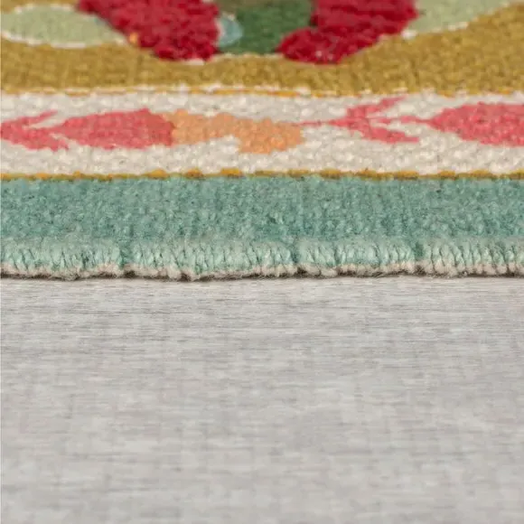 Embroidered Floral Rug - Multicoloured, Cotton