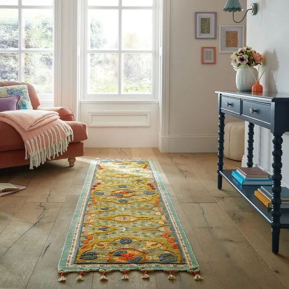 Embroidered Floral Runner - Multicoloured, Jute image