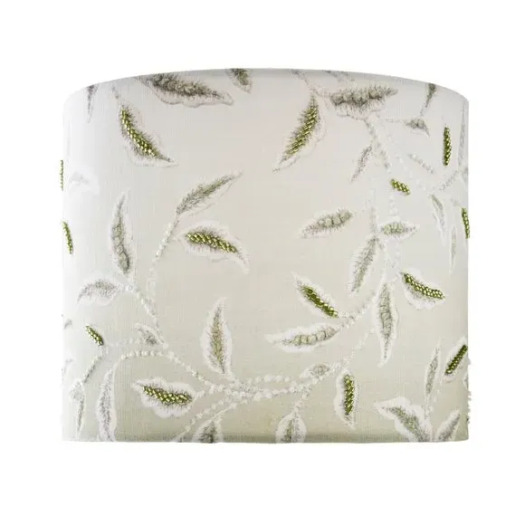 Embroidered Lamp Shade - Green, Fabric
