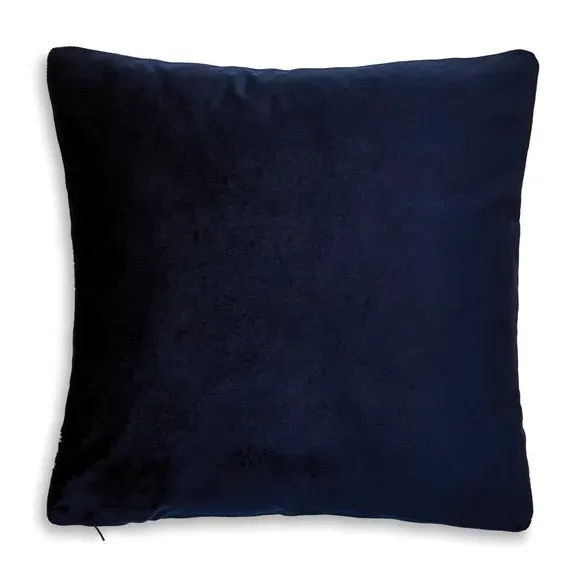 Embroidered Peacock Cushion - Navy, Velour