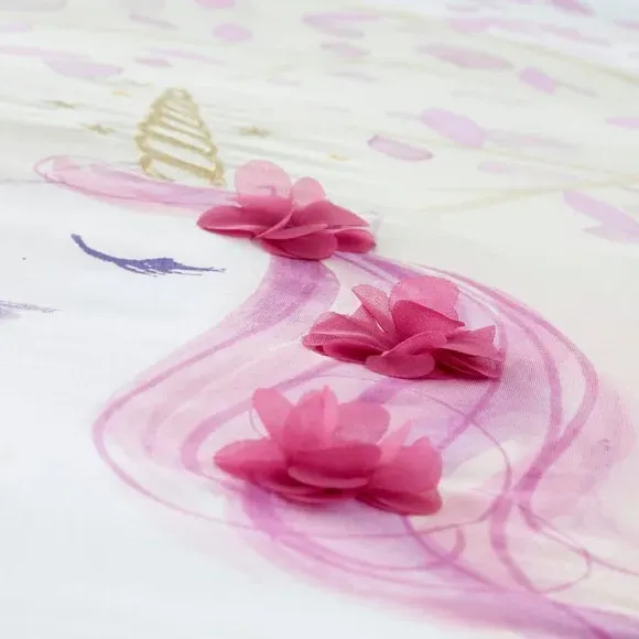 Embroidered Unicorn Duvet Cover Set - Pink