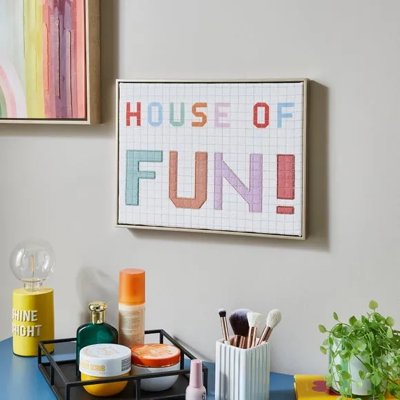 Embroidered Wall Art - Multicolor, Wood Frame image