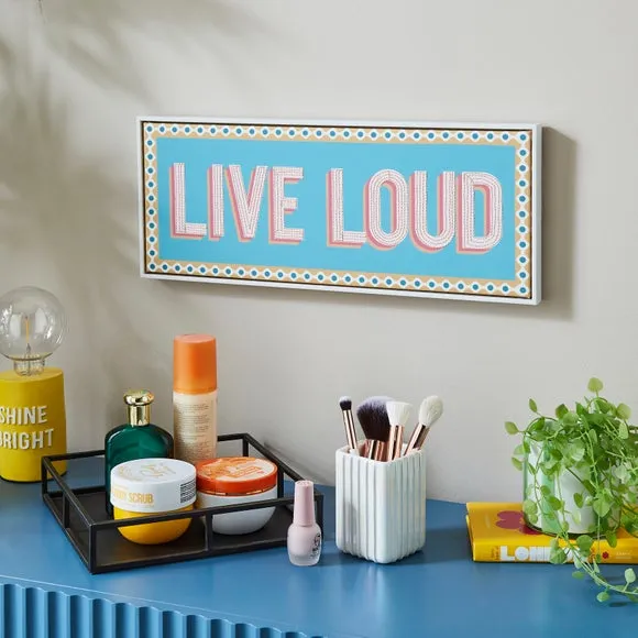 Embroidered Wall Art with Frame - Blue image