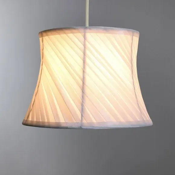 Empire Lamp Shade with Twisted Pleat - Ivory, Satin