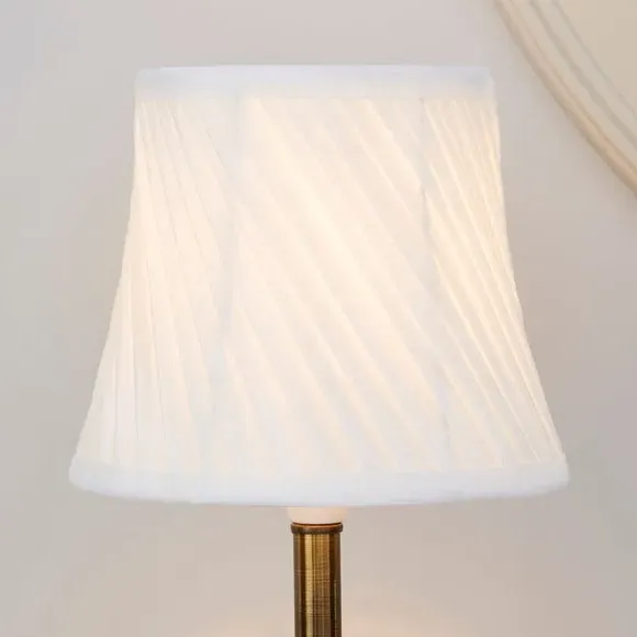 Empire Lamp Shade with Twisted Pleat - Ivory, Satin