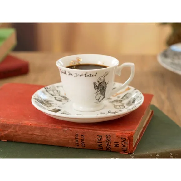 Espresso Cup and Saucer Set - Black/White, China