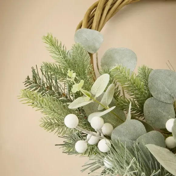 Eucalyptus Wreath - Green, Rattan