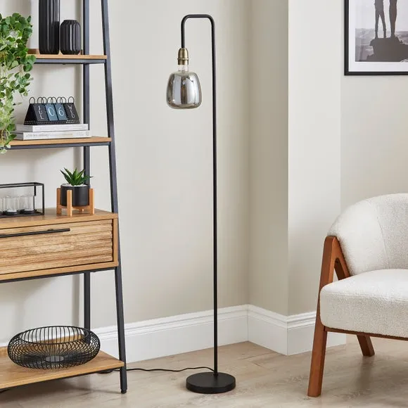 Exposed Bulb Floor Lamp - Smoke