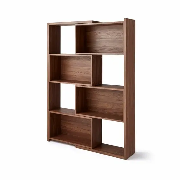 Extendable Bookcase with 4 Shelves - Walnut Effect