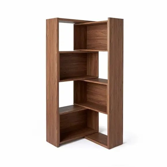 Extendable Bookcase with 4 Shelves - Walnut Effect