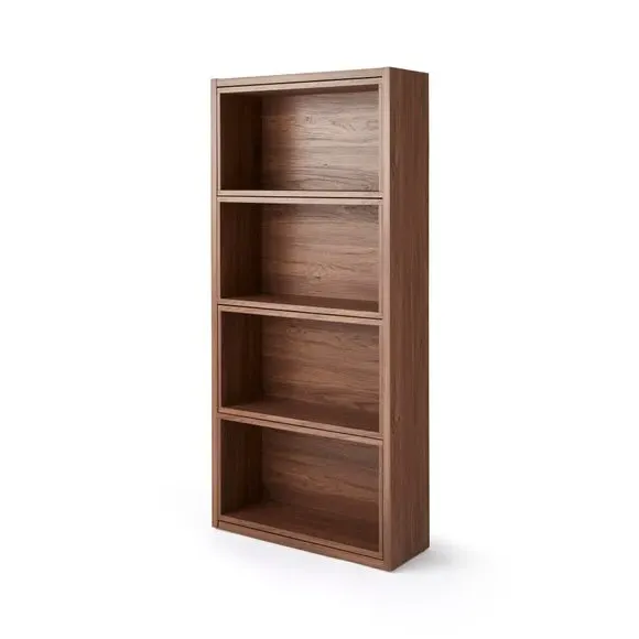 Extendable Bookcase with 4 Shelves - Walnut Effect