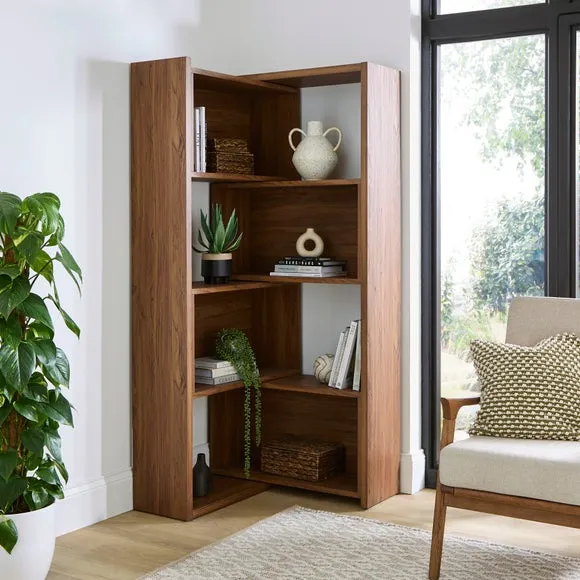 Extendable Bookcase with 4 Shelves - Walnut Effect image