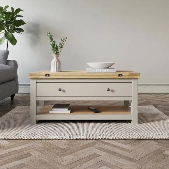 Extendable Coffee Table with Storage - Stone