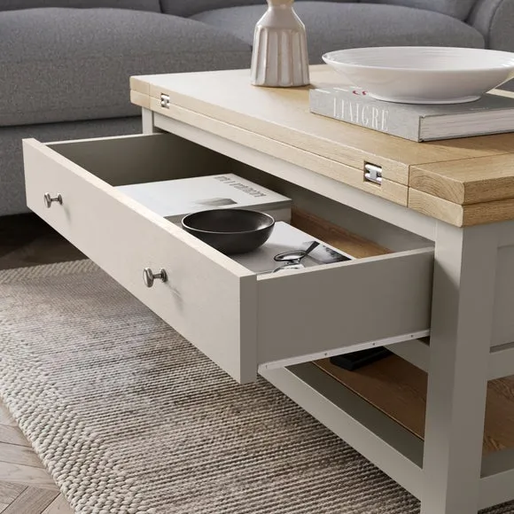 Extendable Coffee Table with Storage - Stone