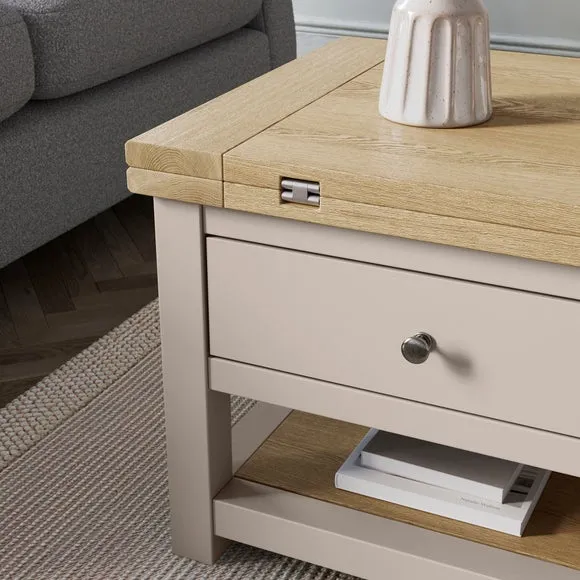 Extendable Coffee Table with Storage - Stone