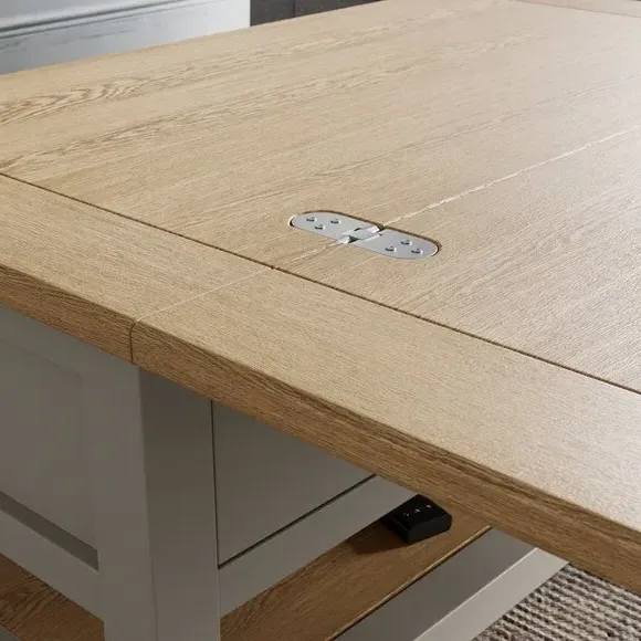 Extendable Coffee Table with Storage - Stone