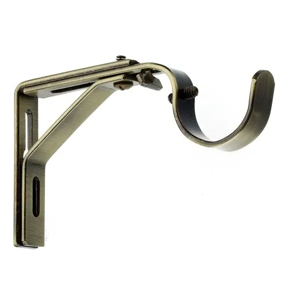 Extendable Curtain Pole Bracket - Antique Brass image