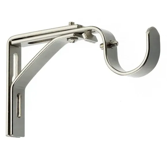 Extendable Curtain Pole Bracket - Satin Steel
