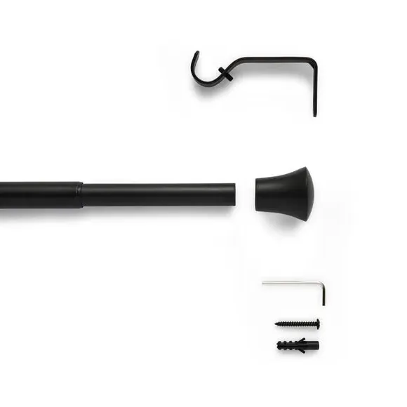 Extendable Curtain Pole - Matt Black, Metal