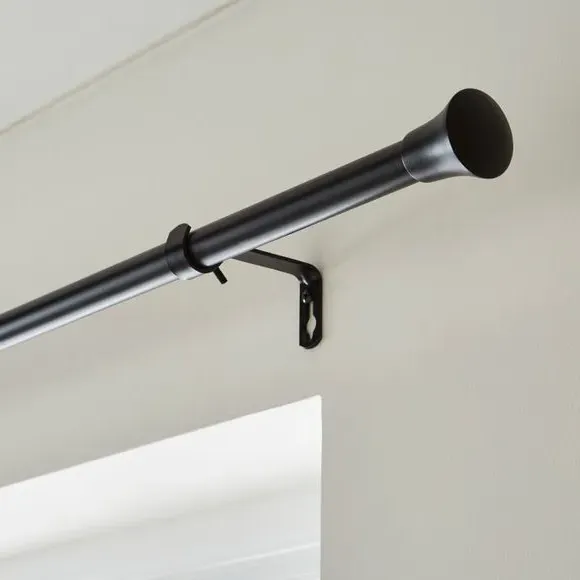 Extendable Curtain Pole - Matt Black, Metal image