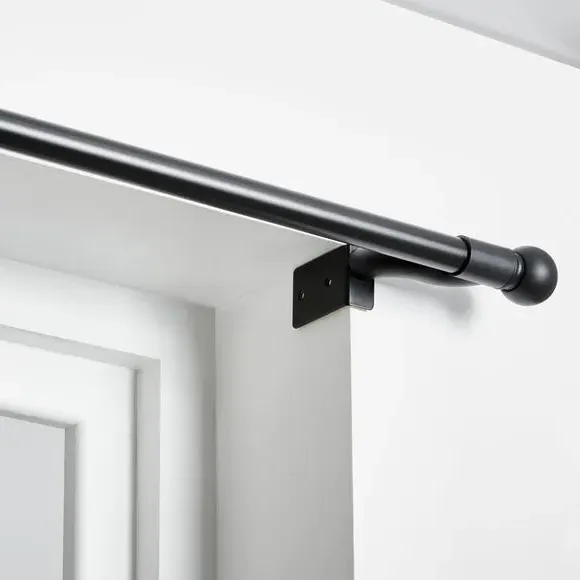 Extendable Curtain Pole No Drill - Black, Metal image