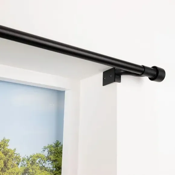 Extendable Curtain Pole No Drill - Black, Metal
