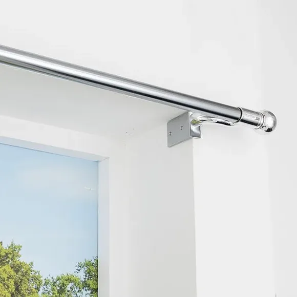 Extendable Curtain Pole No Drill - Chrome, Metal