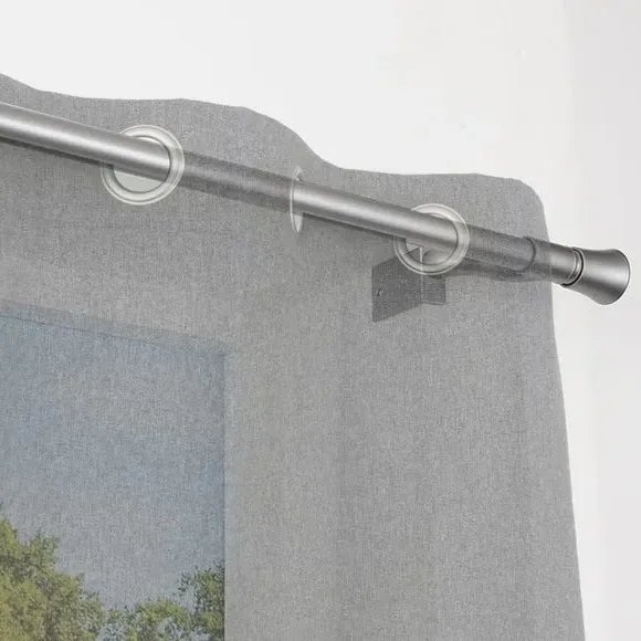 Extendable Curtain Pole No Drill - Satin Steel