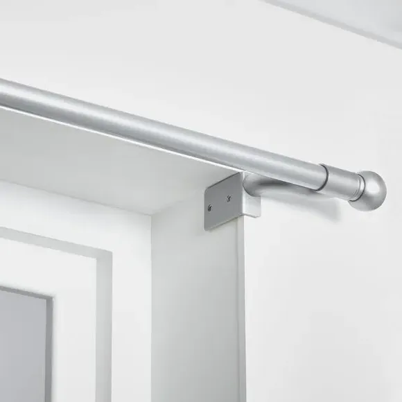 Extendable Curtain Pole No Drill - Silver, Metal